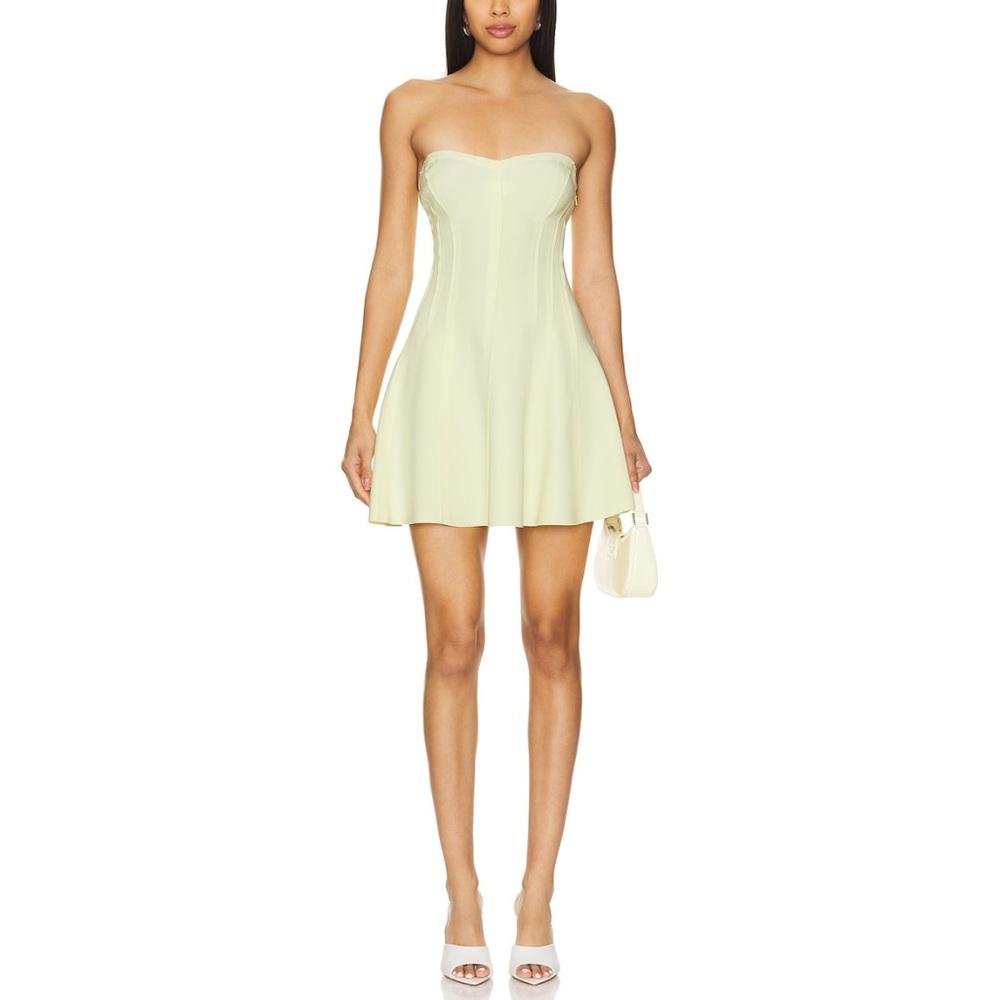 Norma Kamali Strapless Dress in butter yellow